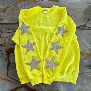 Carmar Neon Yellow Sweatshirt with Silver Stars